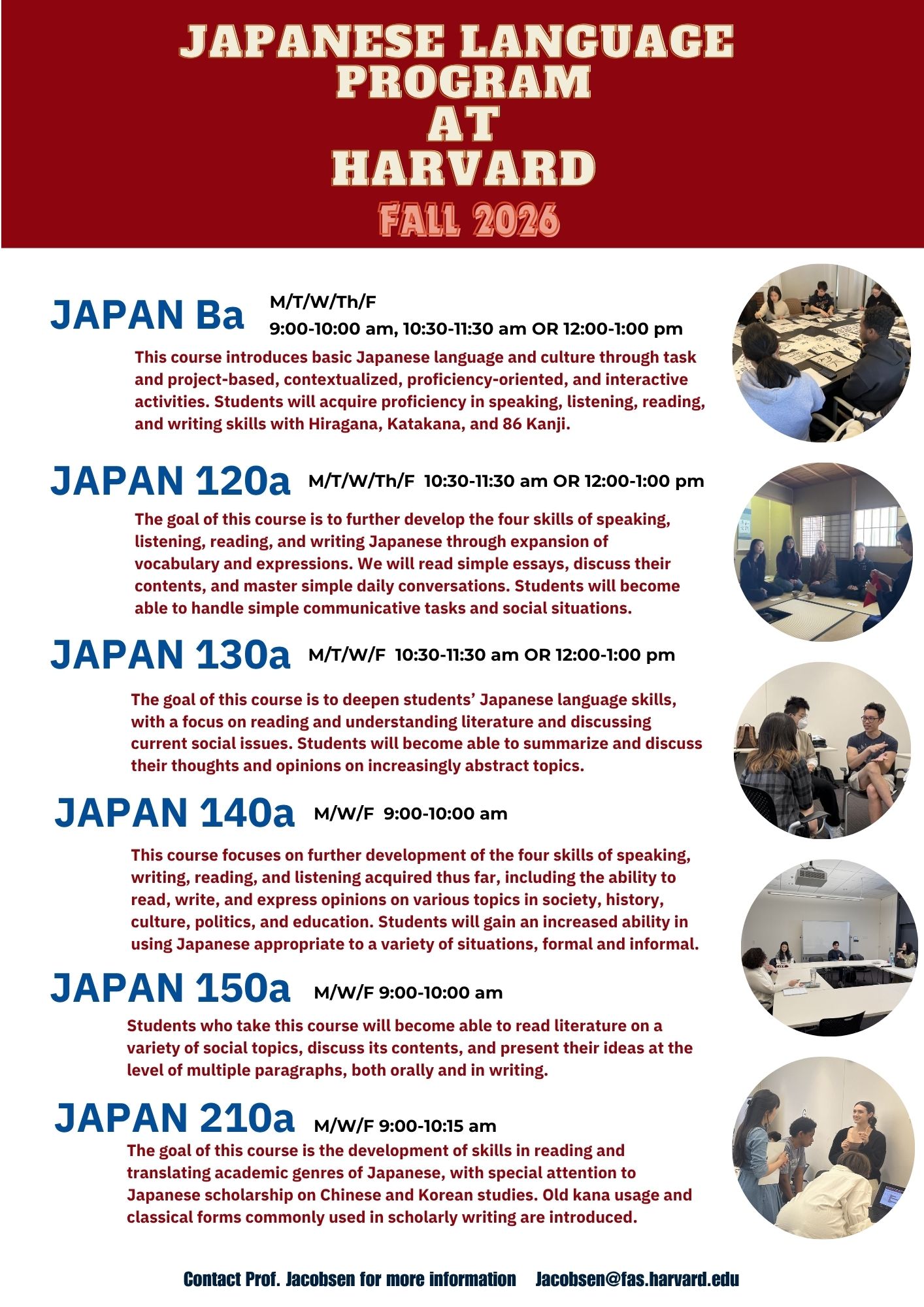 Japanese Courses Fall 2026